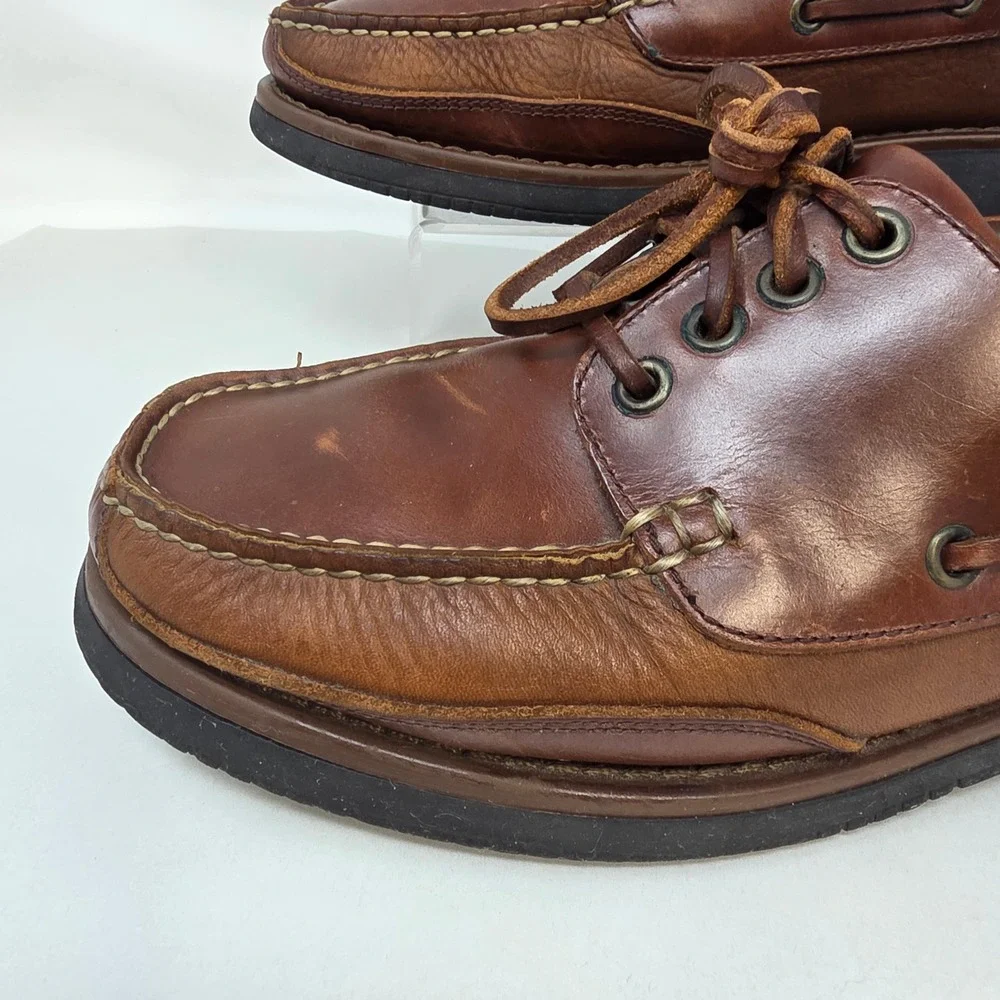 Bass Boat Shoes Mens 10M Drama Brown Leather Moc Toe Casual Loafers Good